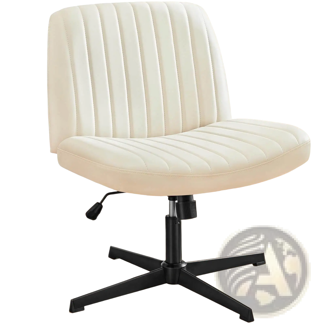 Cross Legged Office Chair Wide Swivel Armless Desk Chair