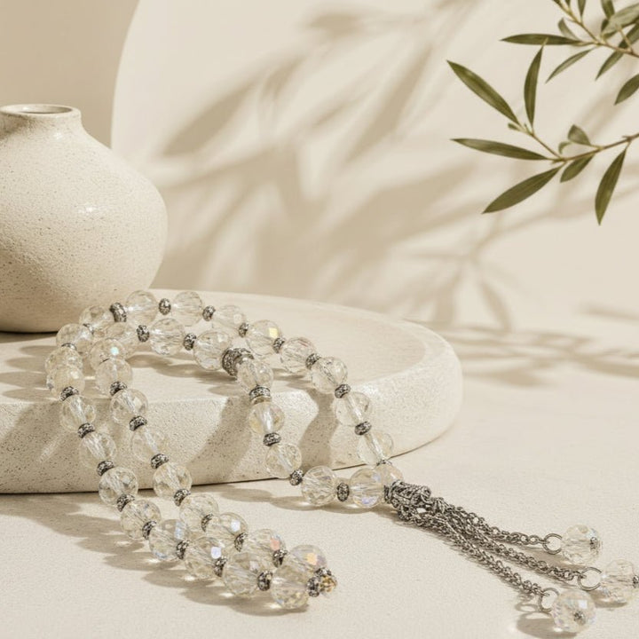 Crystal Glass Muslim Prayer Tasbeeh, 33pcs beads (MR039)