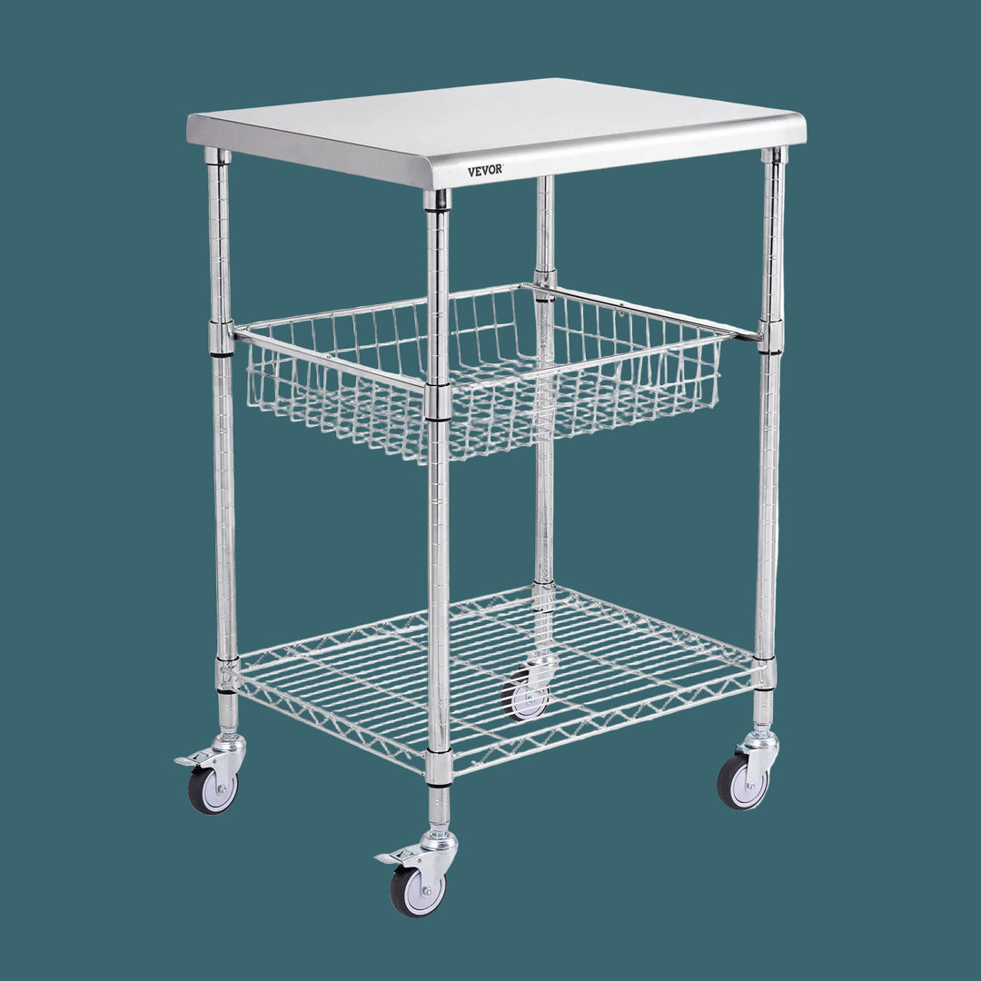 Steel Rolling Utility Cart with Hooks & Quiet Casters – 470 lb Capacity