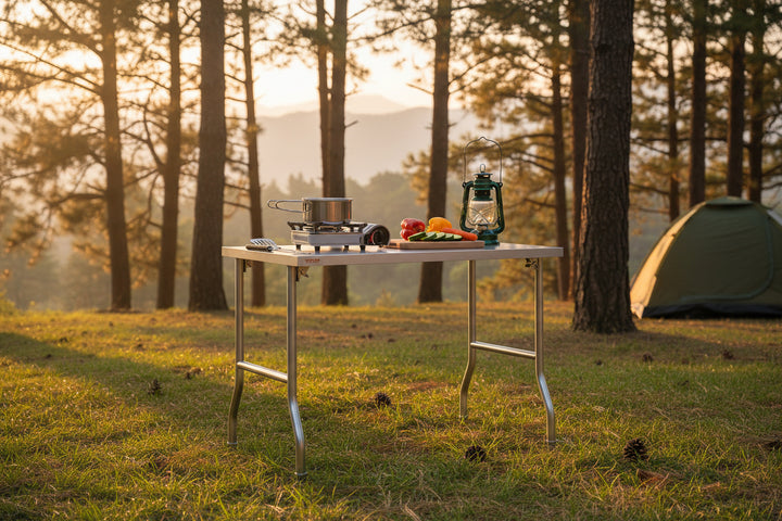 Heavy‑Duty Stainless Steel Folding Kitchen Work Table, 48 x 30