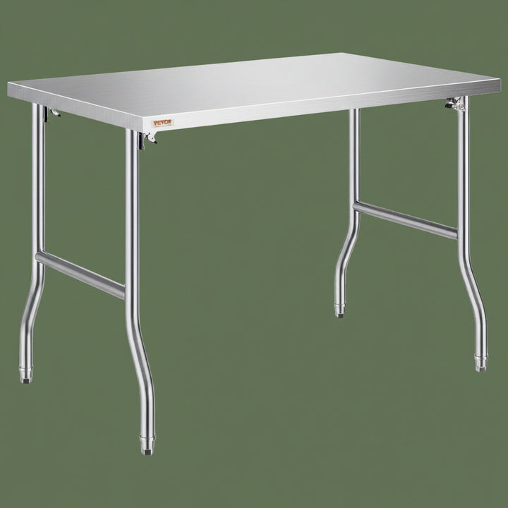 Heavy‑Duty Stainless Steel Folding Kitchen Work Table, 48 x 30