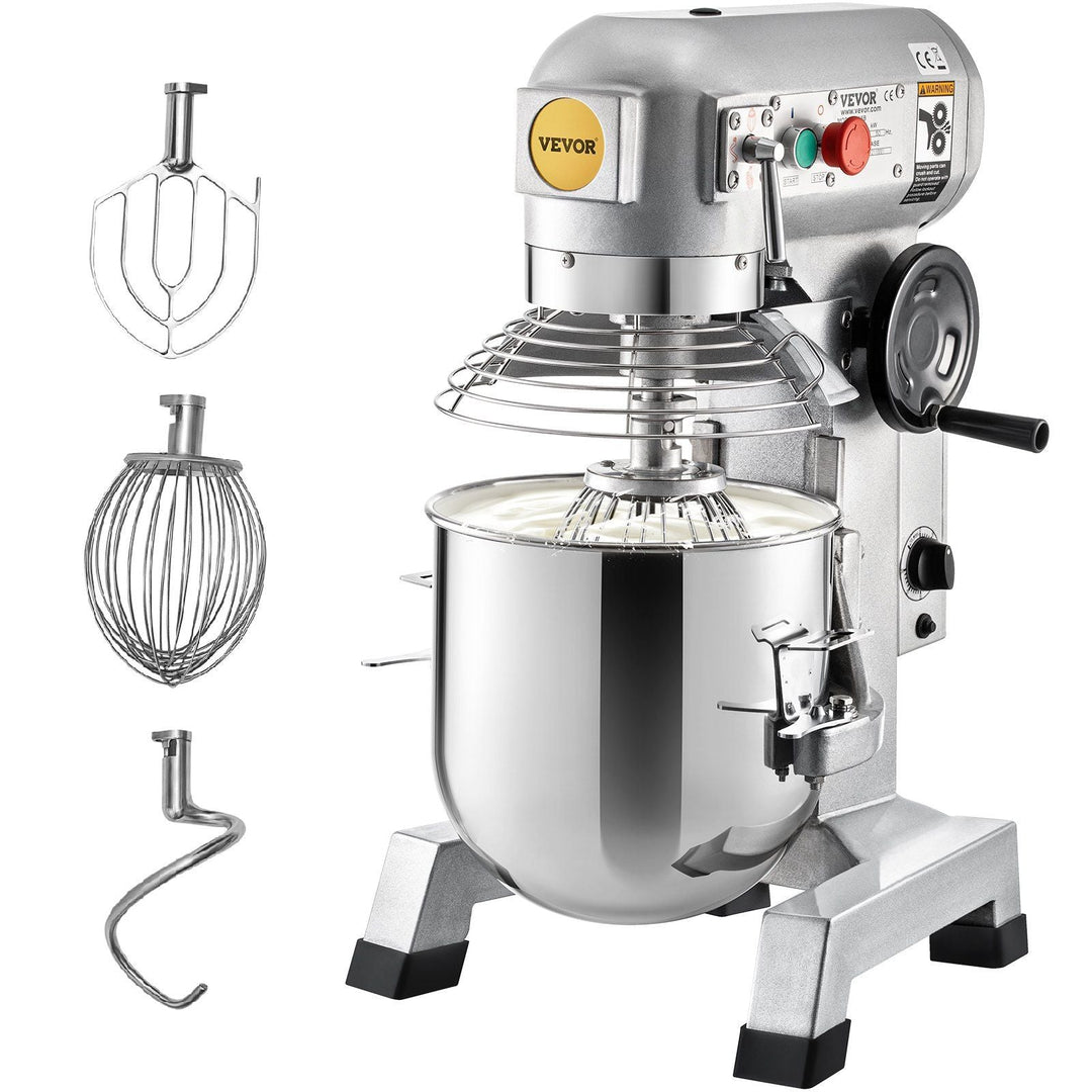 Commercial Food Mixer, 30Qt Commercial Mixer with Timing Function, 1100W Stainless Steel Bowl Heavy Duty Electric Food Mixer Commercial with 3 Speeds Adjustable 108/199/382 RPM