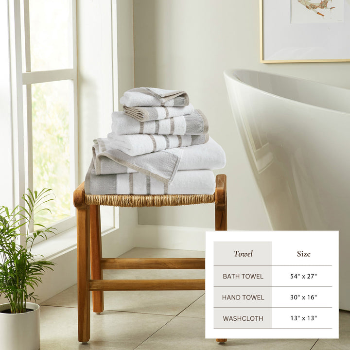 Decorative Cotton Stripe Bath Towel Set - Noelle Collection