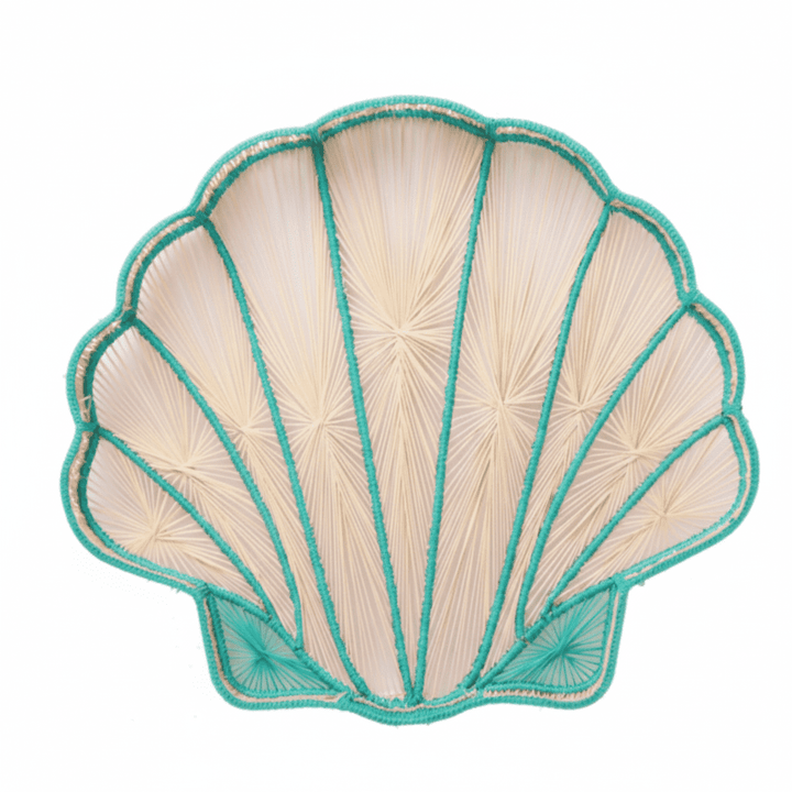 Shell Charm Handwoven Iraca Decorative Tray — Decorative Tray, [material], MacondoForever