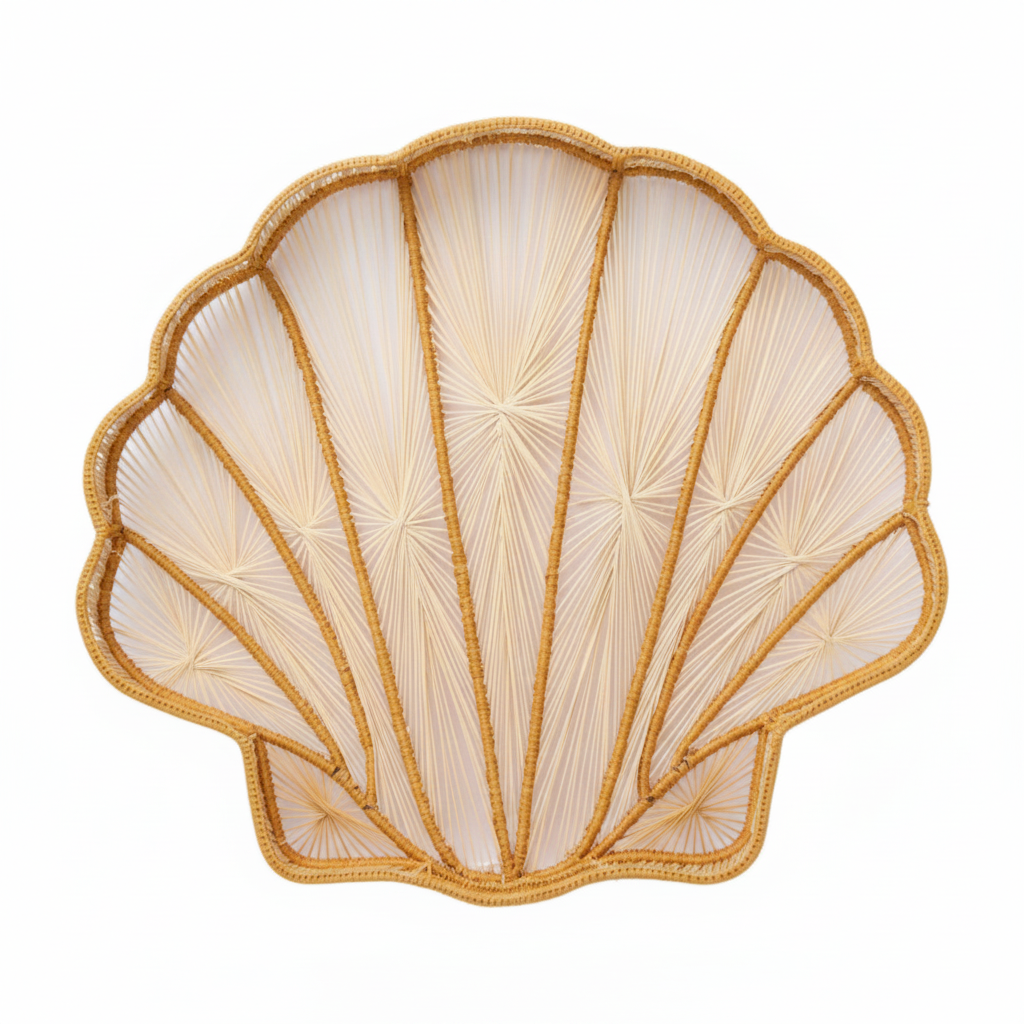 Shell Charm Handwoven Iraca Decorative Tray