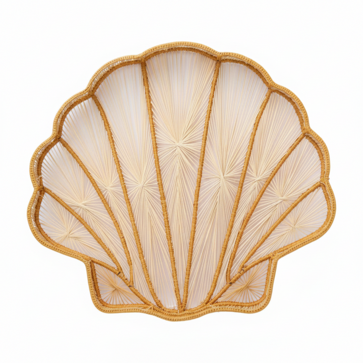 Shell Charm Handwoven Iraca Decorative Tray