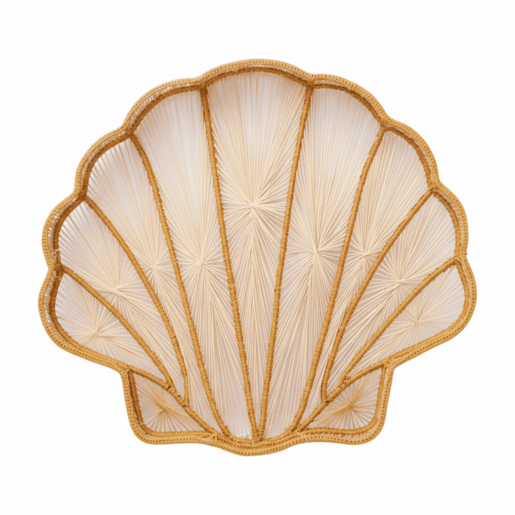 Shell Charm Handwoven Iraca Decorative Tray — Decorative Tray, [material], MacondoForever