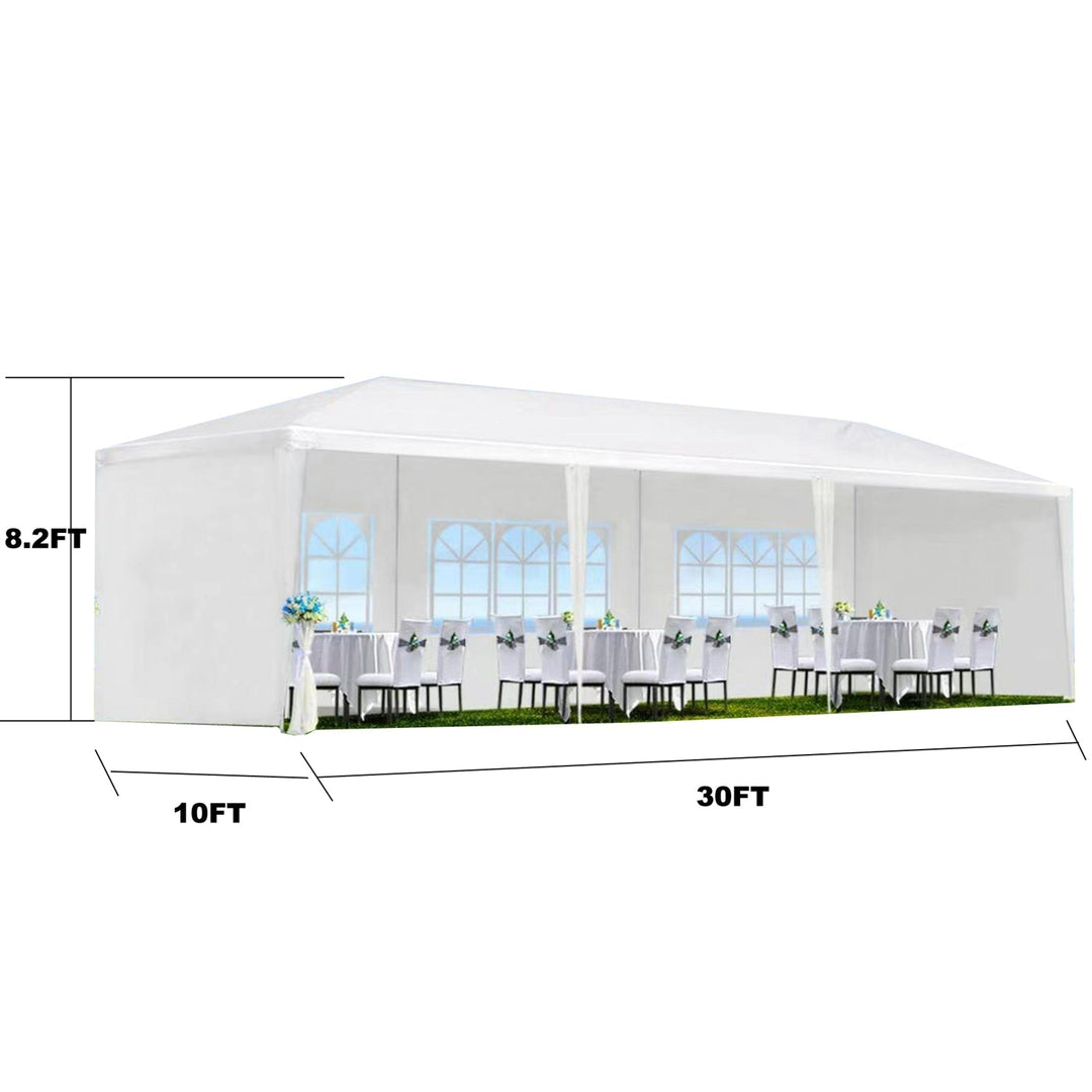 30ft x 10ft outdoor canopy tent with translucent windowed sidewalls