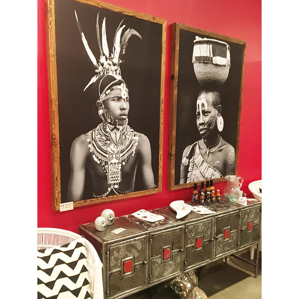 Kenyan Man with Feather Headdress - Fine Art Canvas Print by David Ballam