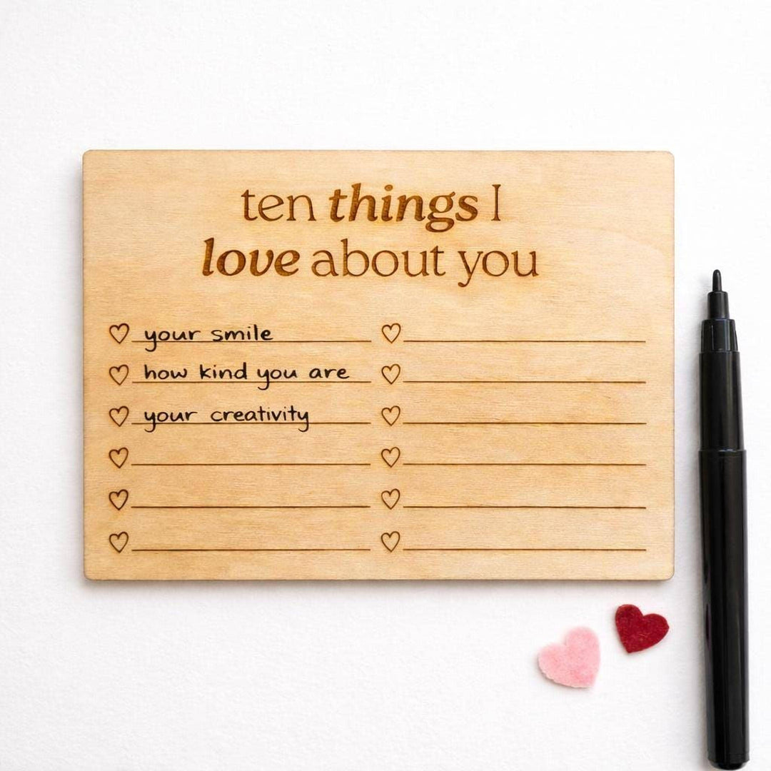 Wooden love note card with &