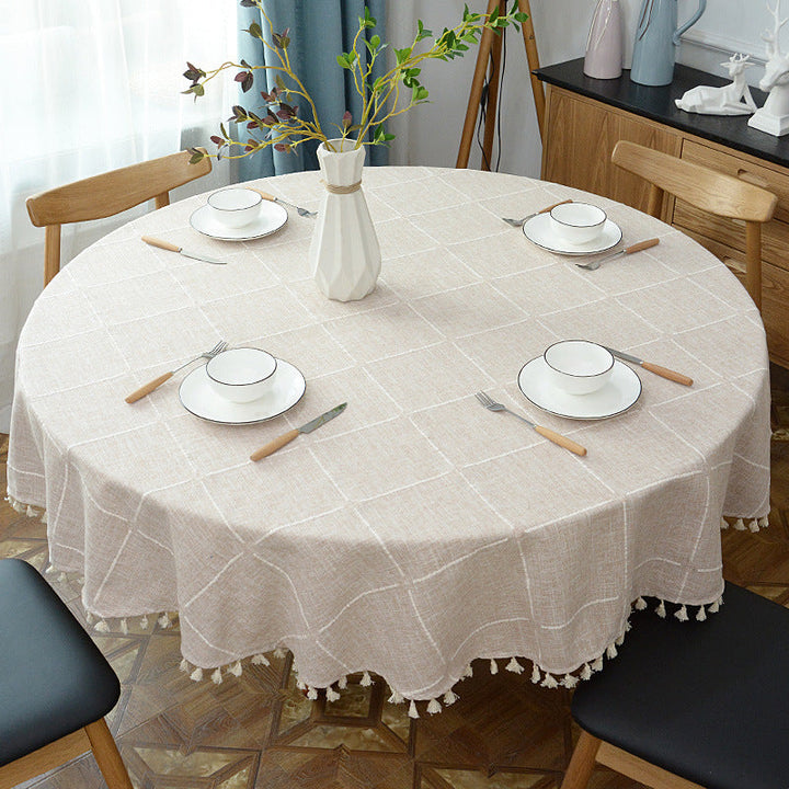 Cotton-Linen Round Table Cloth