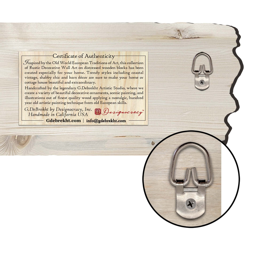 Wooden animal poster with authenticity certificate and metal hanging lock on back