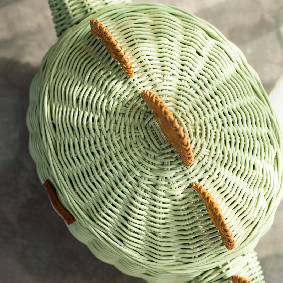 Dinosaur Rattan Storage Basket Mint Green - Medium