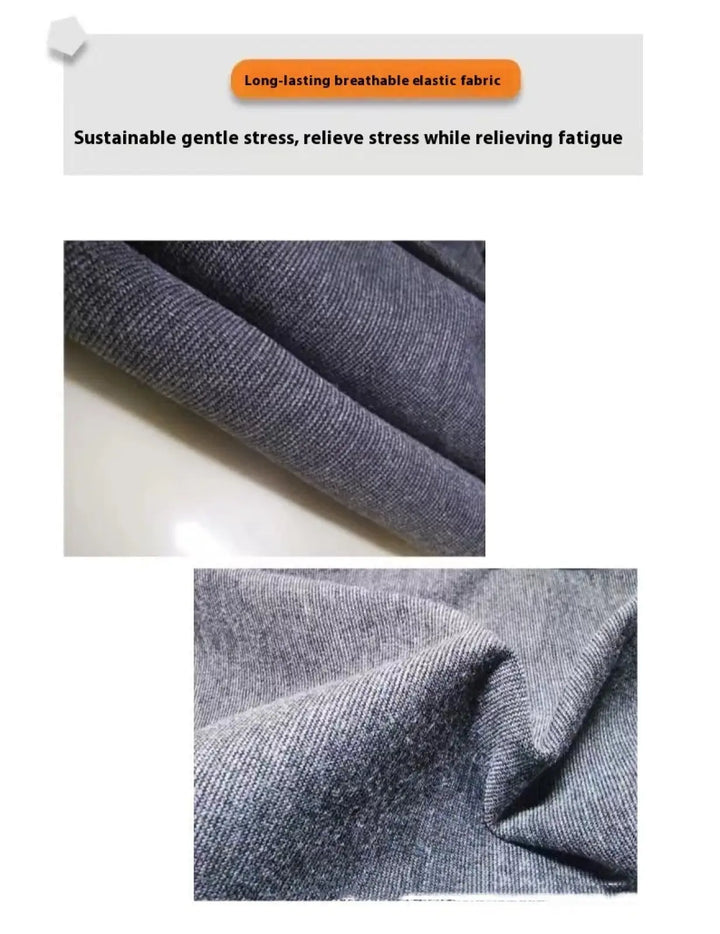 Heather gray fabric panel for dog anxiety vest, textured knit close-up