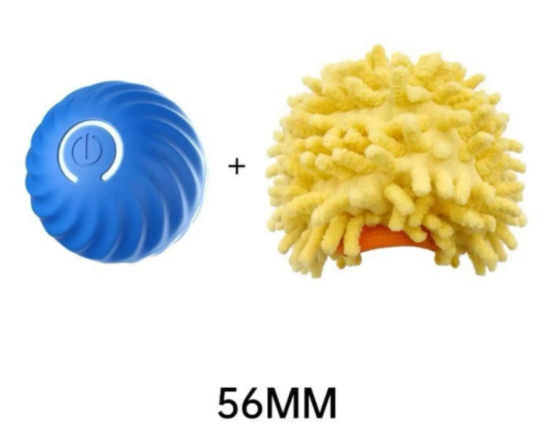 Blue rubber jumping dog ball plus yellow plush sea urchin chew toy