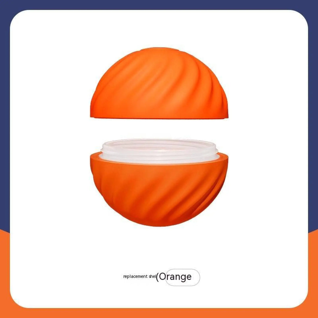 Orange replacement shell for rubber jumping ball dog toy with clear lid