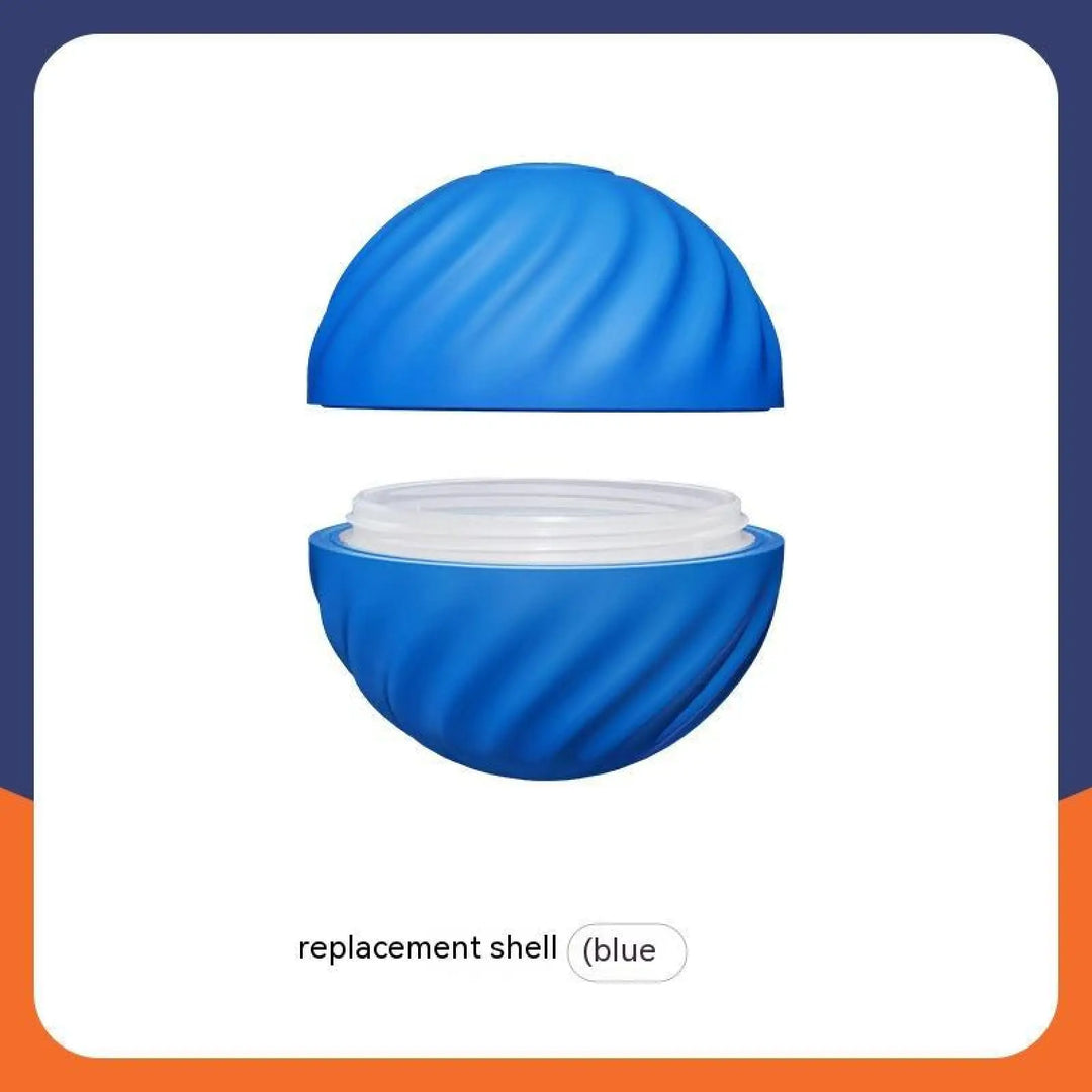 Blue replacement shell for rubber jumping ball dog toy with clear lid