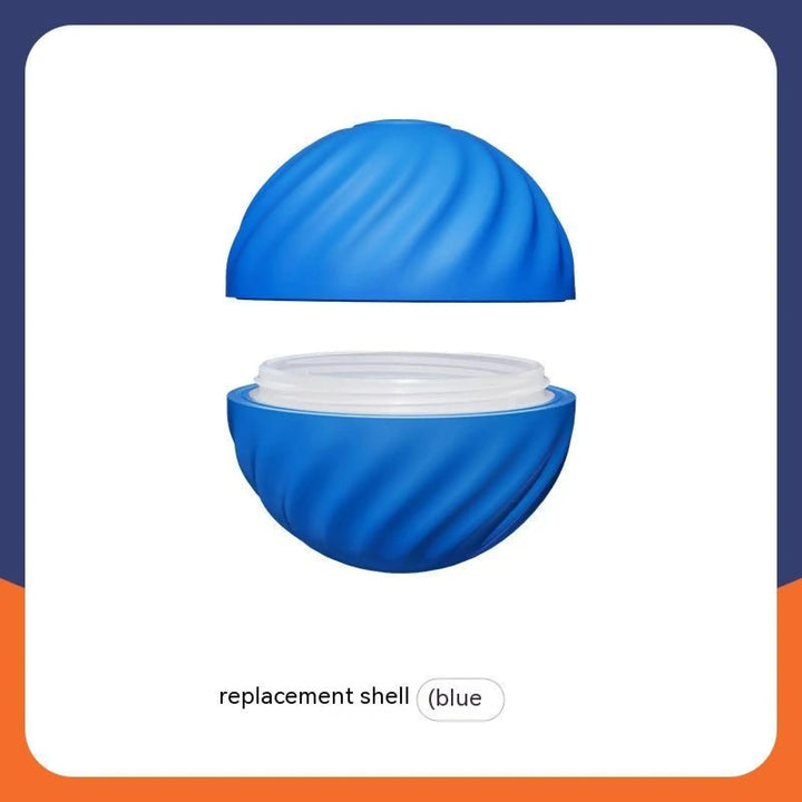 Blue replacement shell for rubber jumping ball dog toy with clear lid