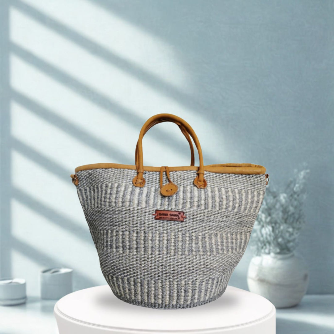 Woven Wisdom Tote–Ash Gray &amp; Ivory