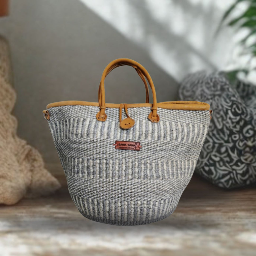 Woven Wisdom Tote–Ash Gray &amp; Ivory