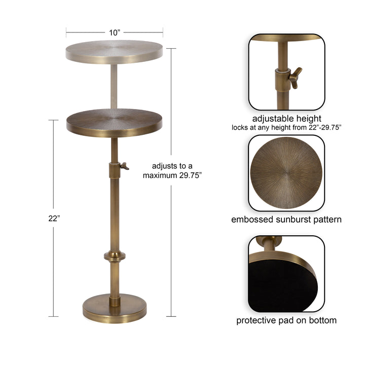Engles Adjustable Embossed Metal Table and Plant Stand