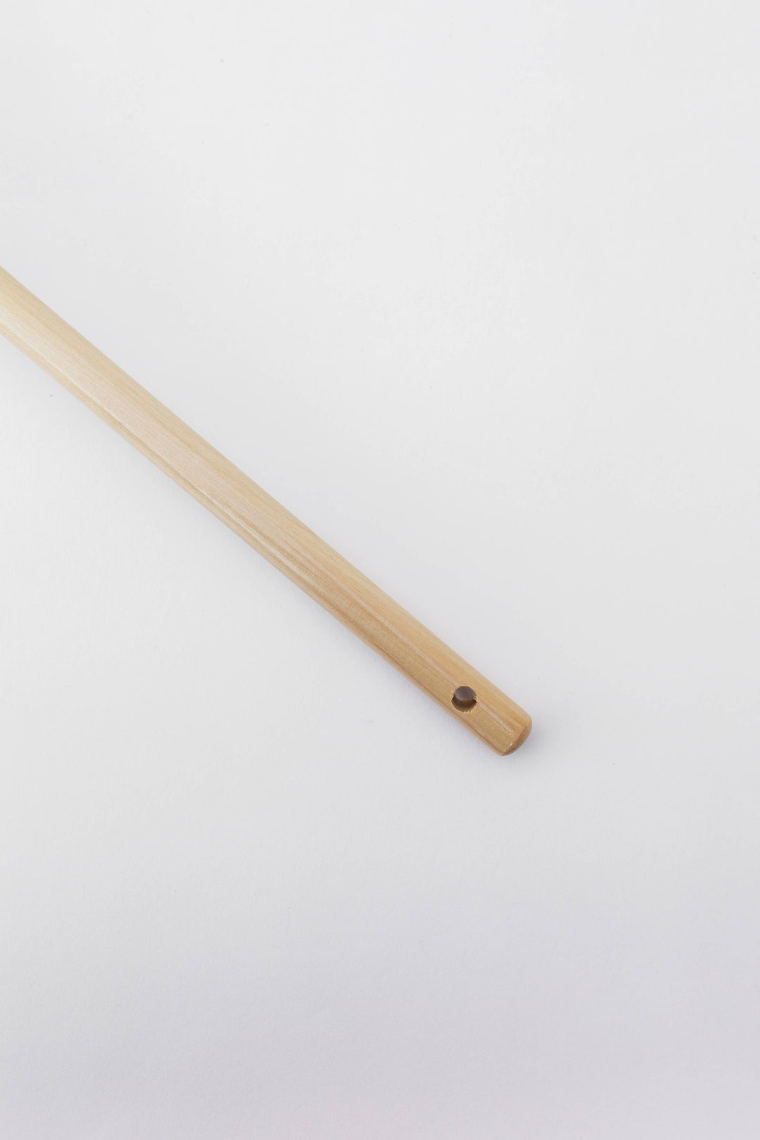 Wood toilet brush handle with small metal end cap