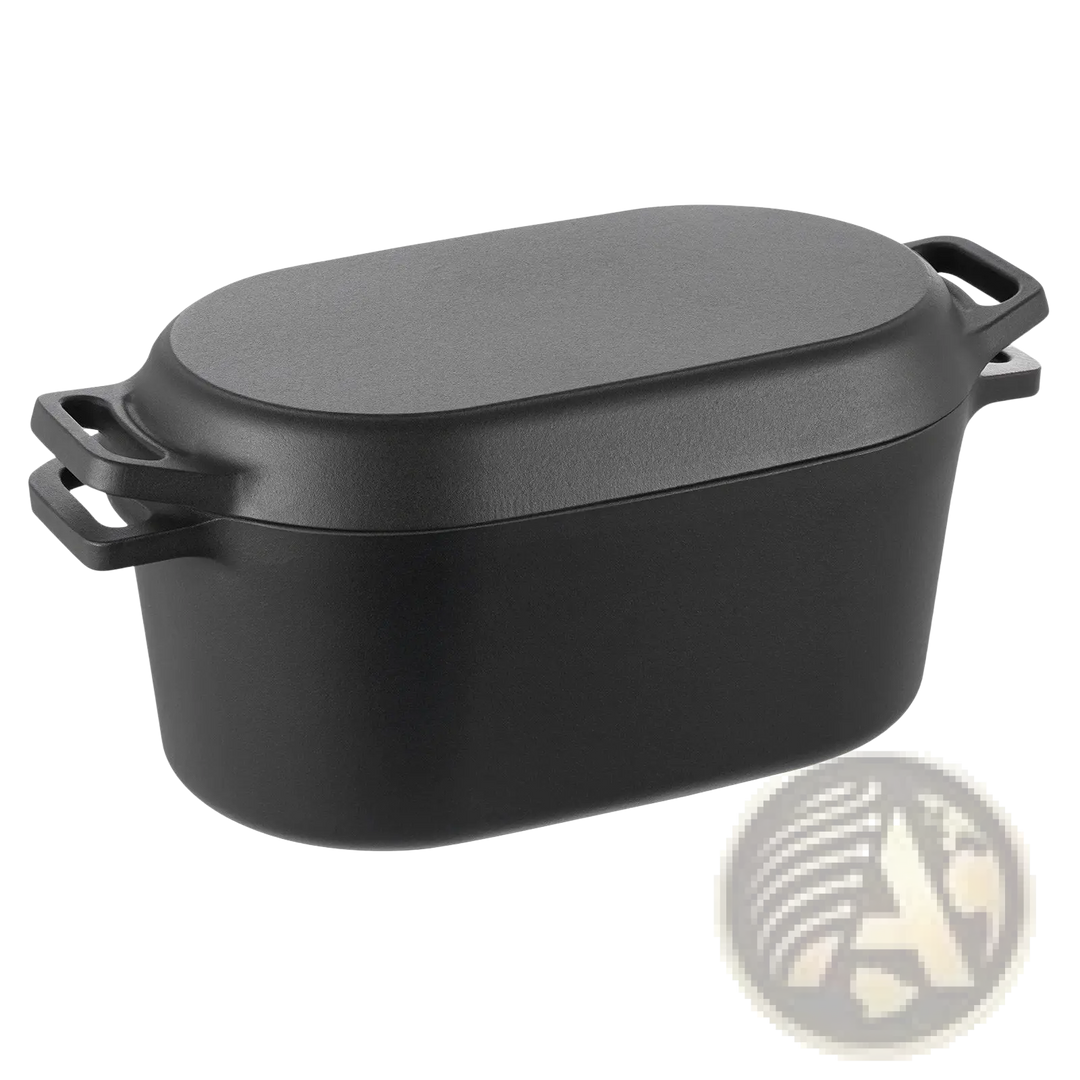 Enameled Cast Iron Dutch Oven 3.5 Qt Black Oval Pot