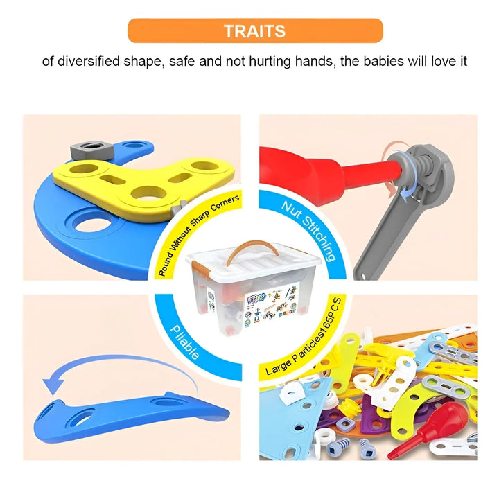 Robot building block set traits graphic with safe, rounded parts