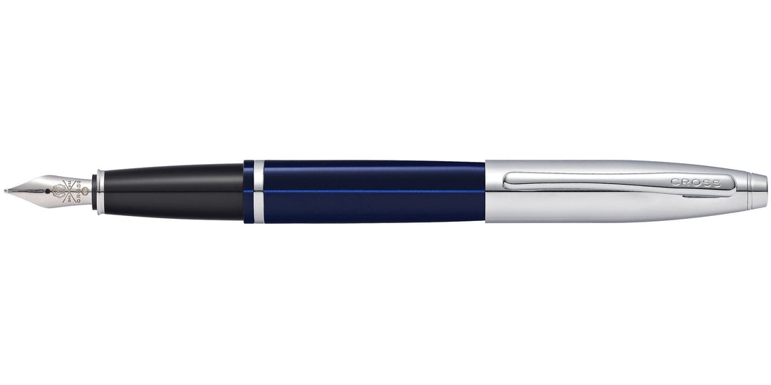Calais™ Chrome & Blue Lacquer Stainless Steel Medium Nib Fountain Pen