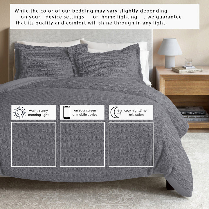100% Cotton Honeycomb Waffle Duvet Set - Mattea Collection
