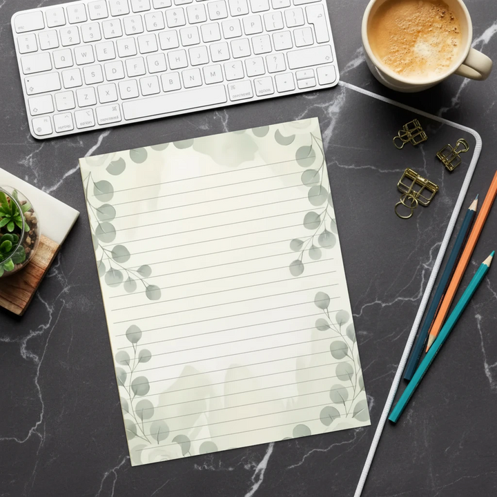 Eucalyptus Leaves Ruled Notepad - Tear-Away Pages - DipaliZ