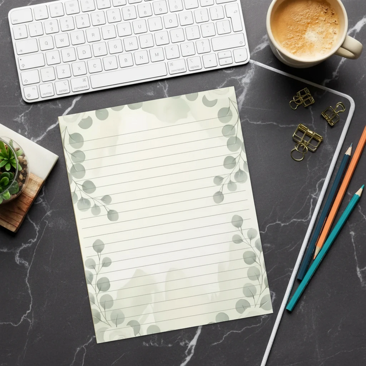 Eucalyptus Leaves Ruled Notepad - Tear-Away Pages - DipaliZ