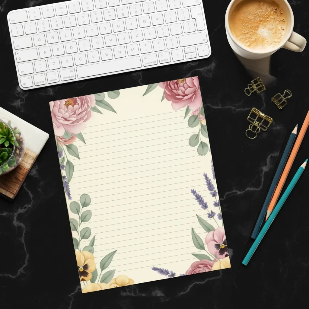 Lavender Floral Ruled Notepads - Botanical Elegance - DipaliZ