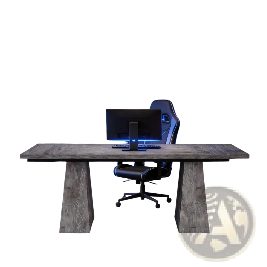 Executive Desk 63 Inch Gray Wood Computer Workstation