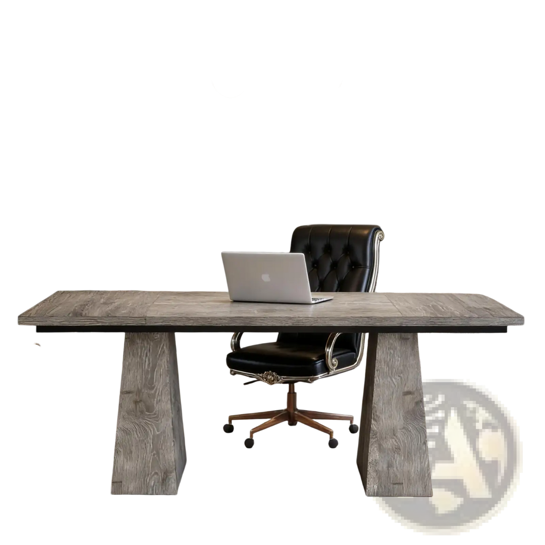 Executive Desk 63 Inch Gray Wood Computer Workstation