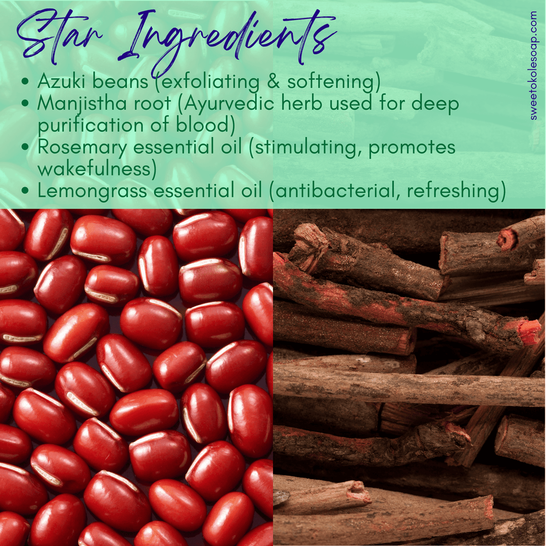 Red Bean & Root Soap, Zero Waste Gentle Exfoliant Scrub Bar — , [material], Sweet ʻŌkole Soap
