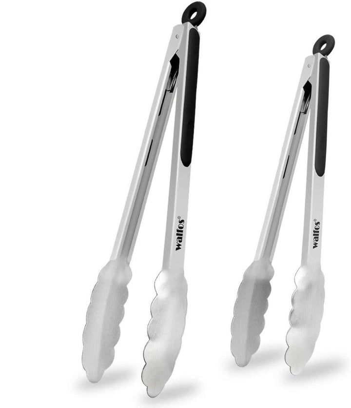 Extra Long Stainless Steel BBQ Tongs Salad Food Clips BBQ Flipping Tongs Non-Stick Kitchen Cooking Tools Stainless Steel and Non-Slip Heat Resistant Handle Great for Cooking Turning and Barbecue