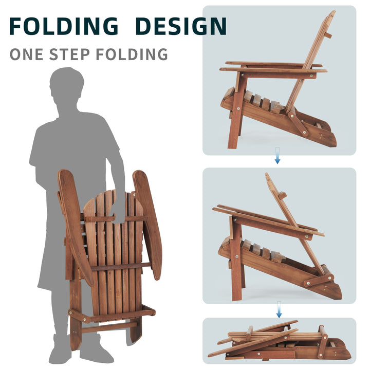 Solid Wood Folding Adirondack Chair (Set of 2)