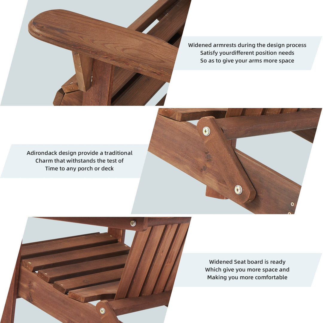 Solid Wood Folding Adirondack Chair (Set of 2)