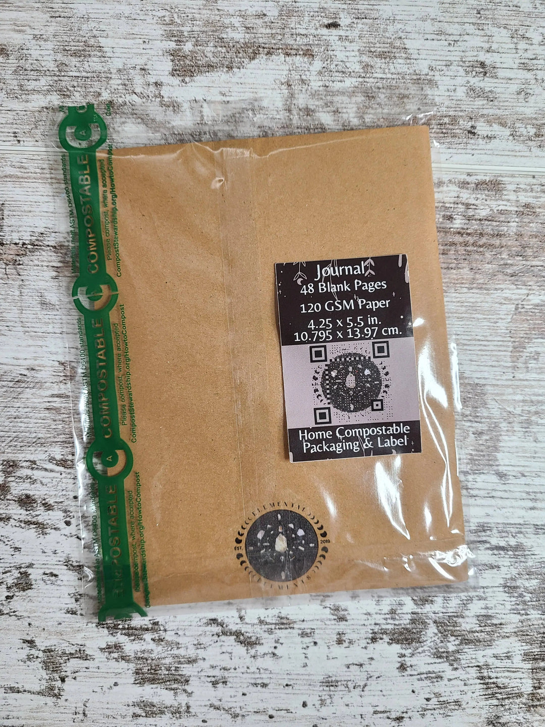 Blank journal in compostable wrap label: 48 pages, 120 GSM, 4.25x5.9 in