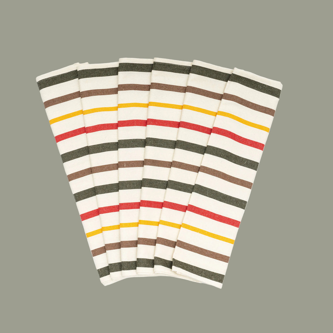 Organic Cotton Striped Kitchen Towels (Set of 6)