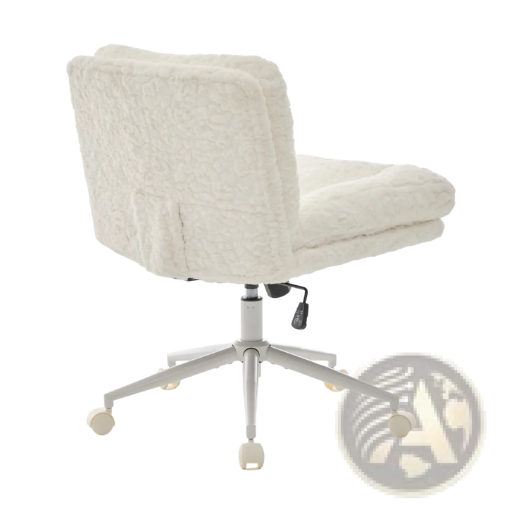 Faux Fur Office Chair Wide Seat Swivel Vanity Chair