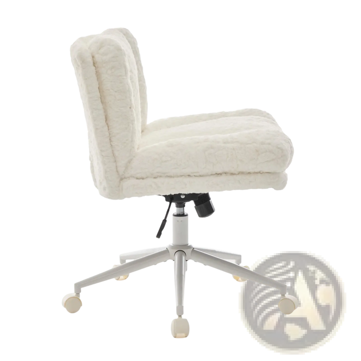 Faux Fur Office Chair Wide Seat Swivel Vanity Chair
