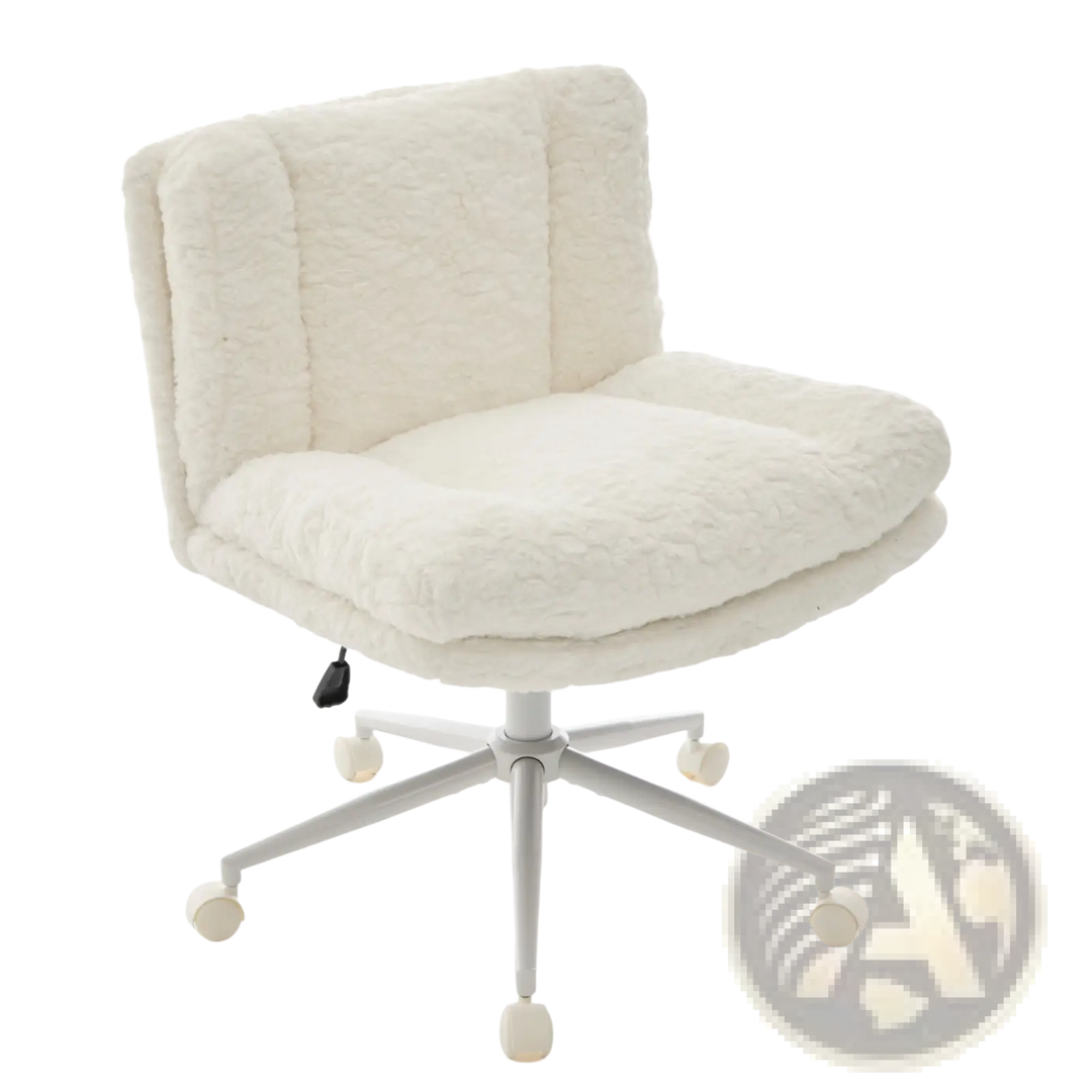 Faux Fur Office Chair Wide Seat Swivel Vanity Chair