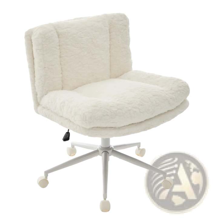 Faux Fur Office Chair Wide Seat Swivel Vanity Chair