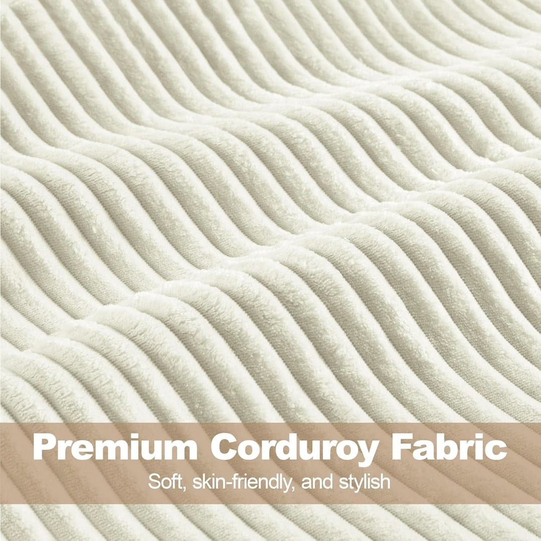 Beige Corduroy Barrel Chair With Pocket Coil Support
