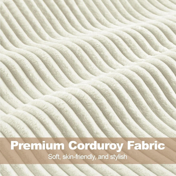 Beige Corduroy Barrel Chair With Pocket Coil Support