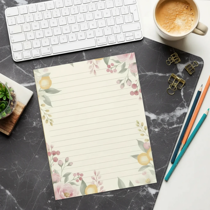 Lemon Pattern Ruled Notepad Citrus Sunshine - DipaliZ