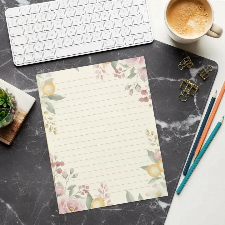 Lemon Pattern Ruled Notepad Citrus Sunshine - DipaliZ