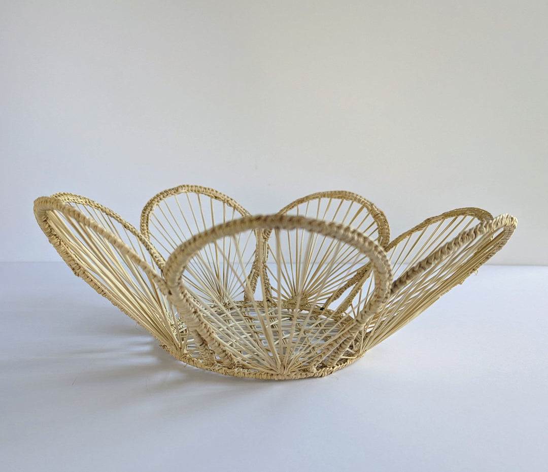 12" Scalloped Handwoven Iraca Bread Basket — Basket, [material], MacondoForever
